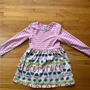 Hanna Andersson Pink and White Striped Holiday Candy Dress